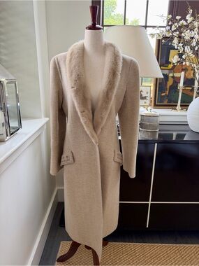 Valentino Double-Faced Angora/Wool Coat with Mink M